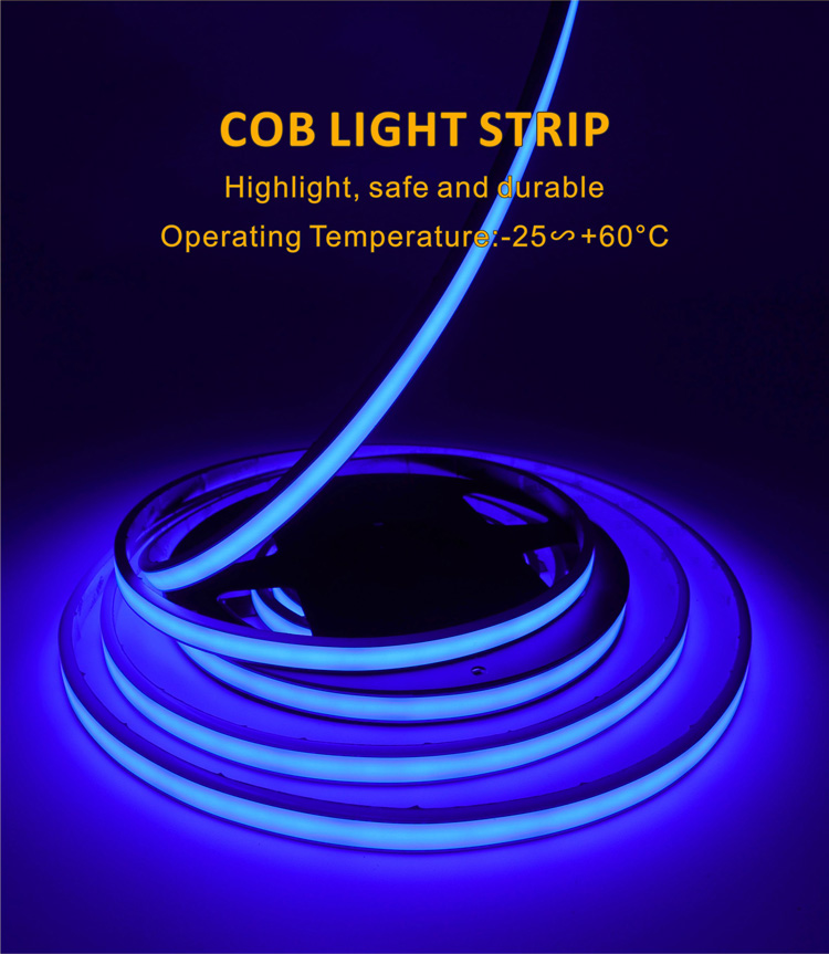 24V低压COB硅胶灯带 蓝色8毫米宽 LED 灯条_拉斯维加斯游戏集团