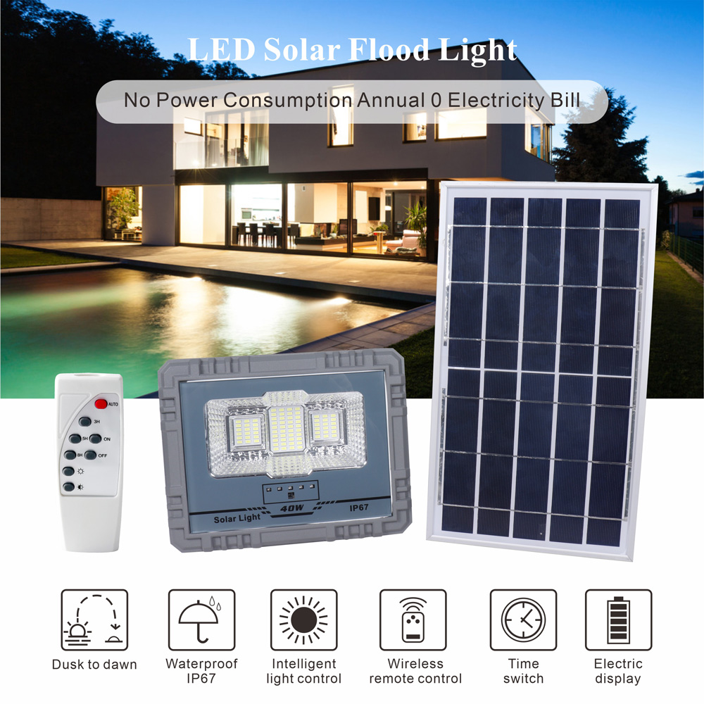 太阳能投光灯40W户外庭院LED高亮便携式太阳能灯_拉斯维加斯游戏集团