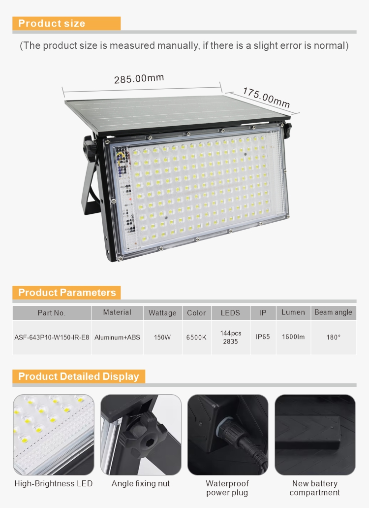 超薄户外太阳能 150W LED泛光灯太阳能庭院灯_拉斯维加斯游戏集团